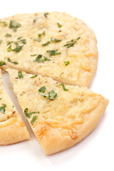 white cheese and garlic pizza