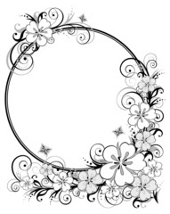 Black-and-white floral frame