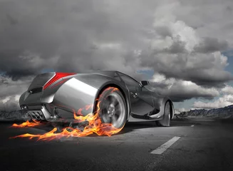 Deurstickers Burn-out sportwagen. Origineel auto-ontwerp. © -Misha