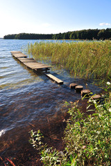 Platform on Mazurian lake - obrazy, fototapety, plakaty