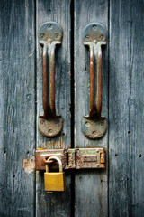 Lock on wooden door