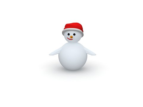 snowman with Santa Claus hat isolated on white background