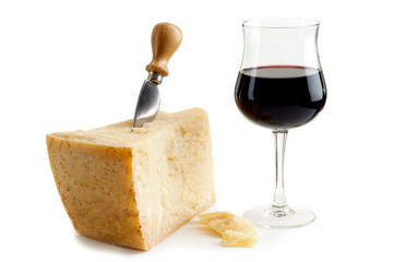parmesan cheese and wine-grana e vino rosso