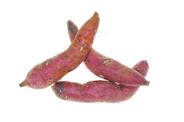 Maroon Color Sweet Potatoes On Clear Background