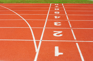 Starting Point Of A Running Track With Lane Numbers