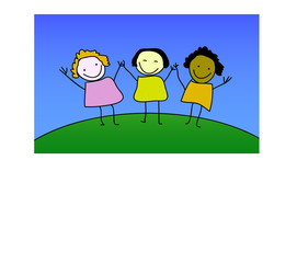 Three happy girls equality