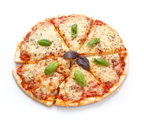 Sliced cheese pizza