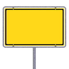Blank German city limits sign over white background