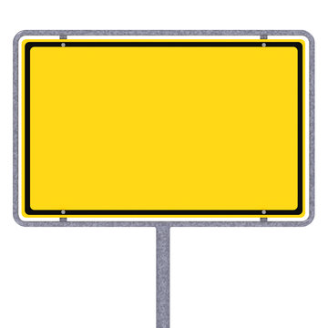 Blank German City Limits Sign Over White Background
