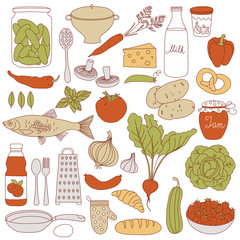 Food assortment, vector illustration