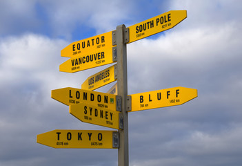 The Signpost at Cape Regina in New Zealand.