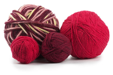 Fototapeta na wymiar Four colored wool clews