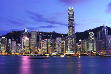 Fototapeta na wymiar Hong Kong skyline w nocy