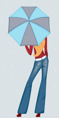 girl in jeans with umbrella