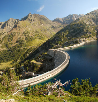 Dam of Cap-de-Long lake in French Hautes-Pyrenees