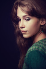 Fototapeta premium Side profile face of beautiful feminine woman