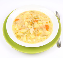 Pickled cucumber soup, traditional Polish cuisine