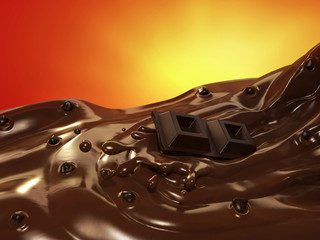 Crema di cioccolato fuso con granella - obrazy, fototapety, plakaty