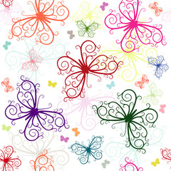 Repeating white pattern with butterflies