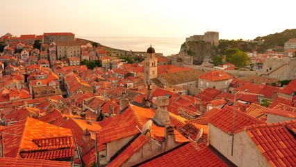Fototapeta premium Sunset in Old Town. Dubrovnik, Croatia