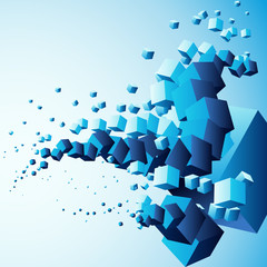 Abstract cloud of cubes. Lightweight composition