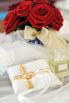 perfume  and wedding rings