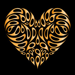 Fototapeta premium Heart shape golden on black for your design