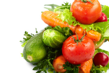 fresh vegetables on the white background