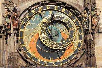 Fototapeta na wymiar The ancient astronomical Clock in Prague on Old Town Hall