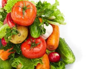 fresh vegetables on the white background