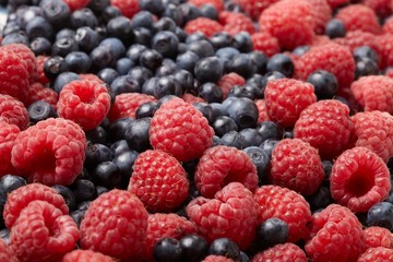 fresh blueberries and raspberries