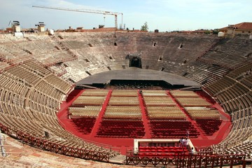 Interior of the Roman amphitheatre arena in Verona, Italy