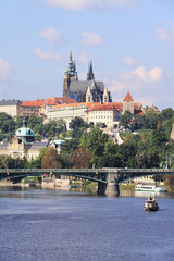 Obraz premium The View on Prague summer gothic Castle above River Vltava