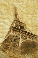 Old photo of Eiffel Tower