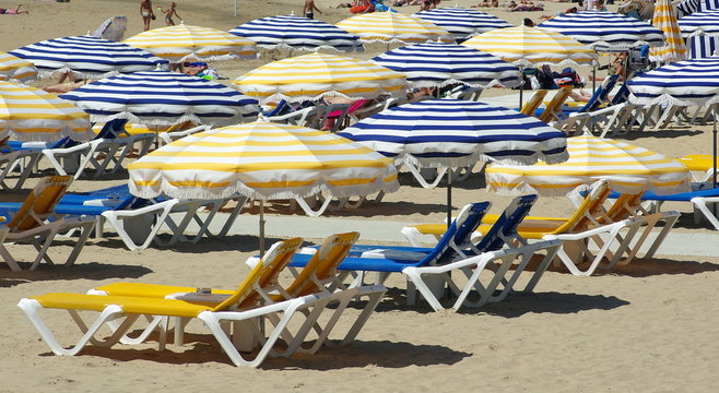 Parasol, transat et chaise longue