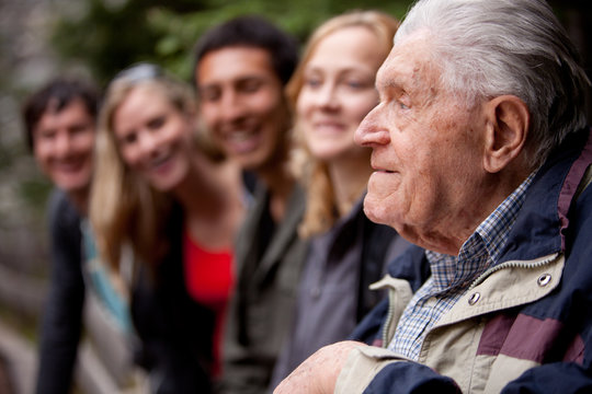 Elderly Man Telling Stories