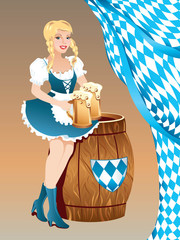 smiling girl with beer on Octoberfest