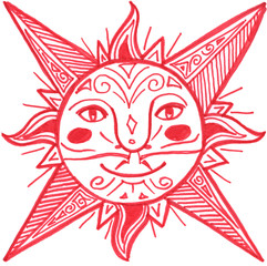 Sole rosso con decorazioni antiche