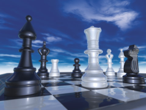 chessboard under blue sky