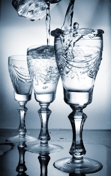 Flowing water in a glass