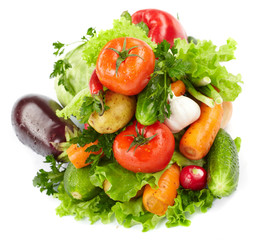 fresh vegetables on the white background