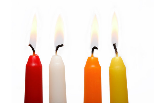 Colored Candles On White