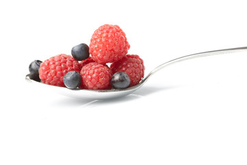fresh berries on the spoon