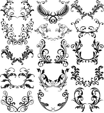 Naklejki Flourish wreath vector set