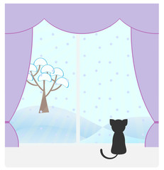 Winter landscape from window