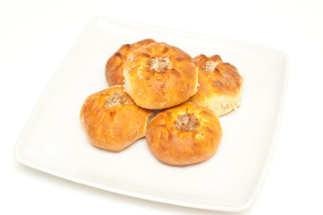 tatar traditional meat and rice filled pasty isolated