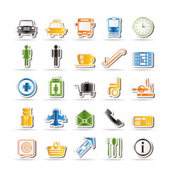 Airport, travel and transportation vector icon set