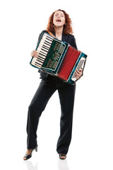 Businesswoman with an accordion