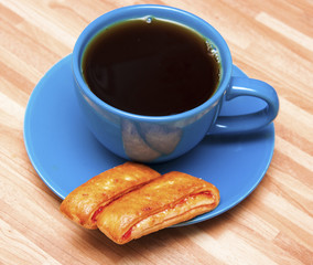 tea in blue cup