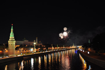 Obraz premium Fireworks in Moscow Kremlin. Russia.